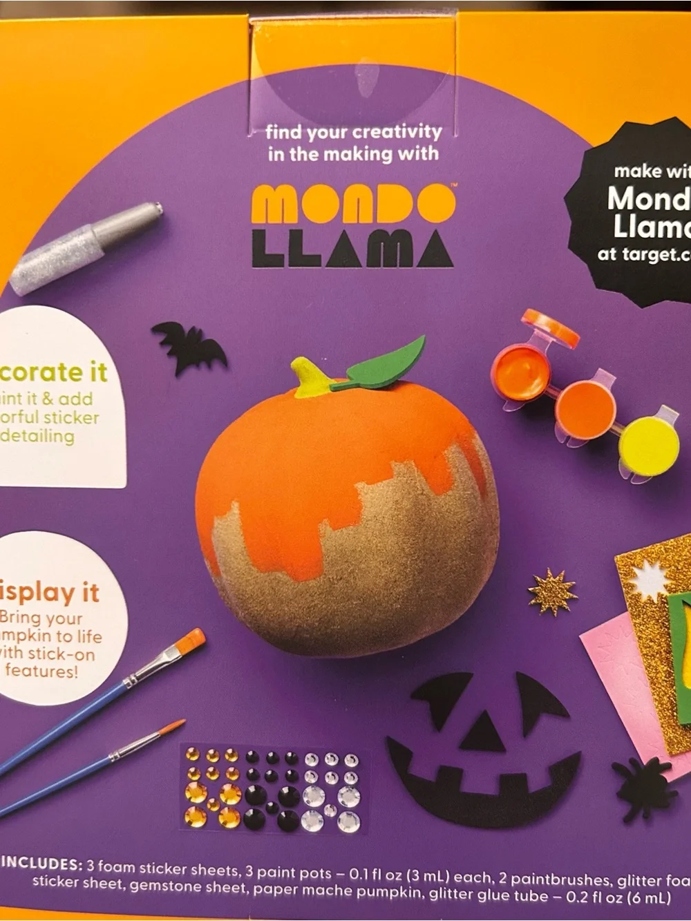 NEW mondo llama set of 4 create your own paper mache Pumpkin Craft Kit.